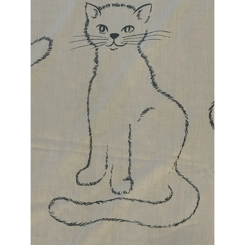 Vtg Alex West MCM CAT WHISPURR 3 Pc Double Sheet Set Fitted Flat Pillowcase READ
